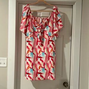 Dokotoo Womens Dresses 2024 Spring Summer Deep V Neck Elegant Bow tie Mini Dress